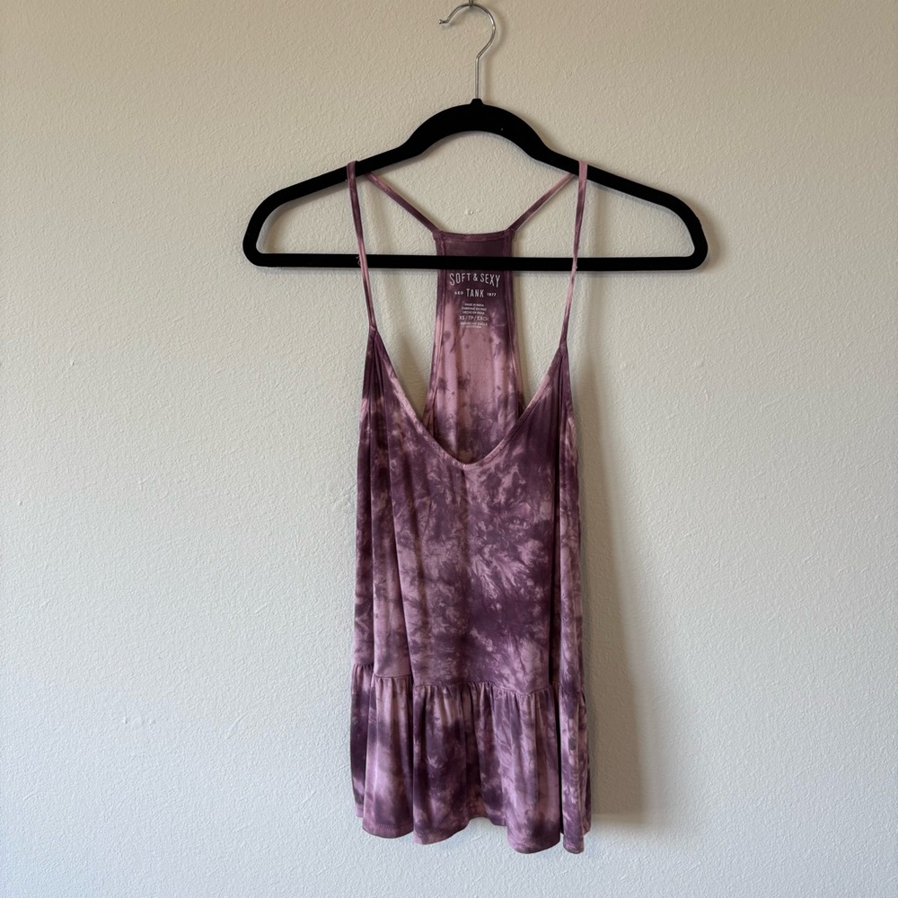 American Eagle Outfitters Purple Tie-Dye Tank Top